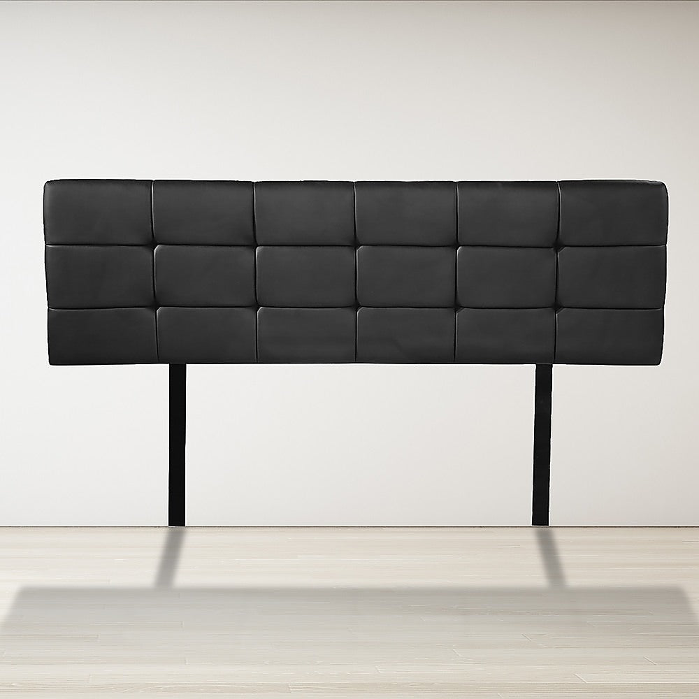 PU Leather Queen Bed Deluxe Headboard Bedhead - Black - Cosy Abode