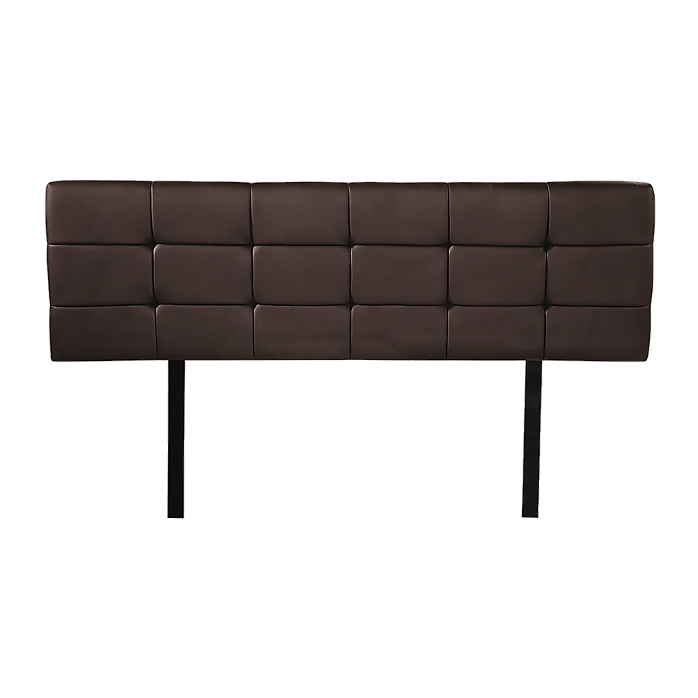 PU Leather Queen Bed Deluxe Headboard Bedhead - Brown - Cosy Abode