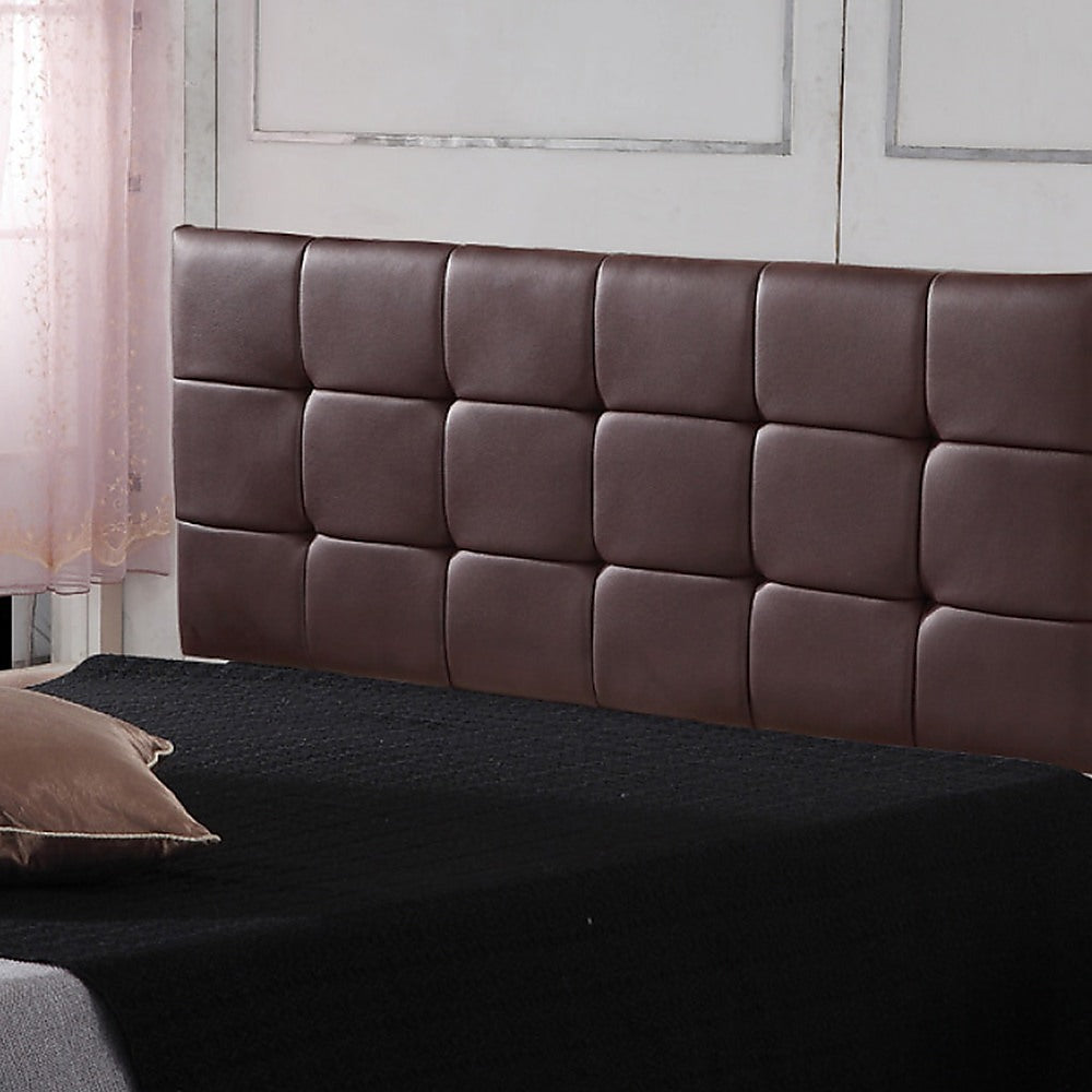 PU Leather Queen Bed Deluxe Headboard Bedhead - Brown - Cosy Abode