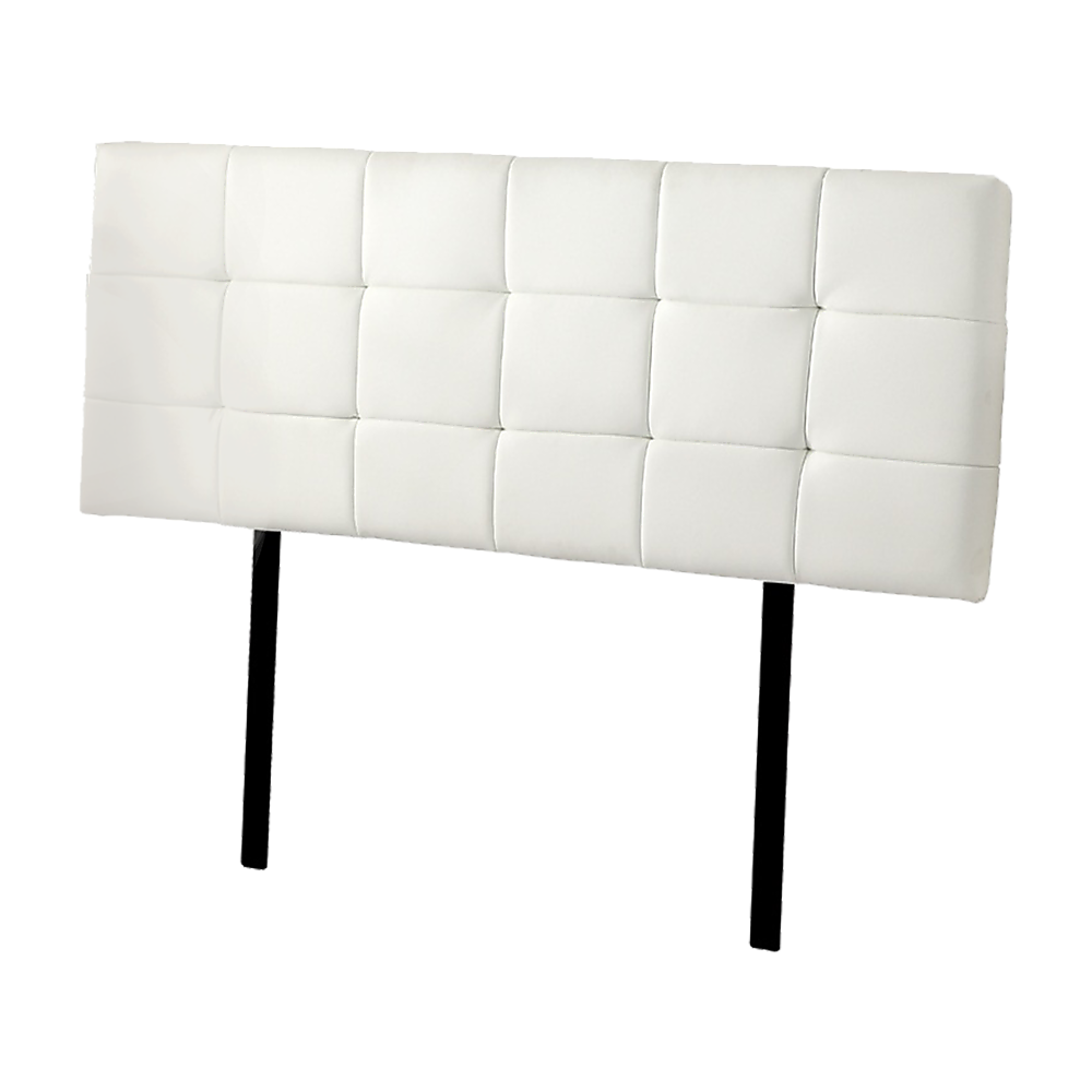 PU Leather Queen Bed Deluxe Headboard Bedhead - White - Cosy Abode