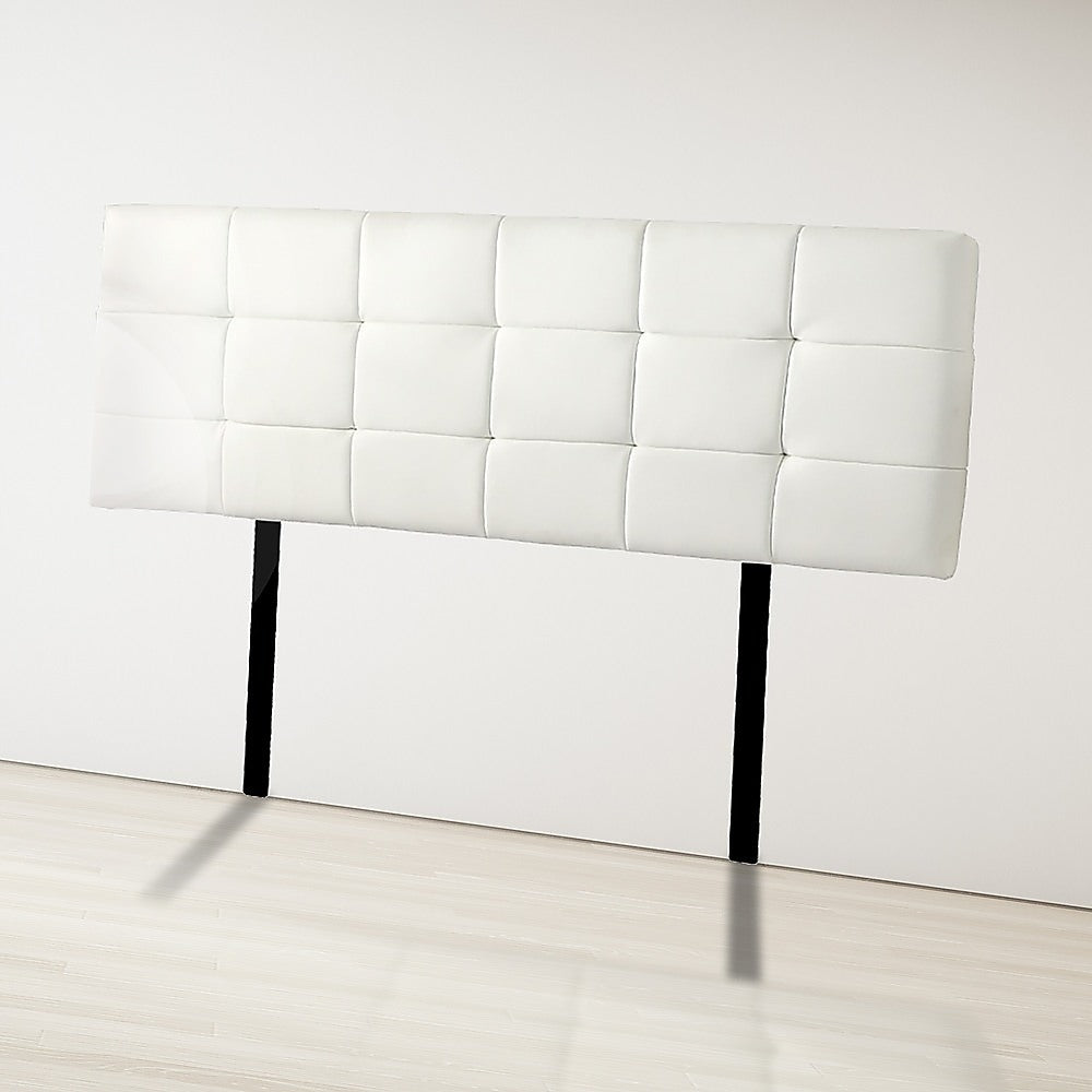 PU Leather Queen Bed Deluxe Headboard Bedhead - White - Cosy Abode