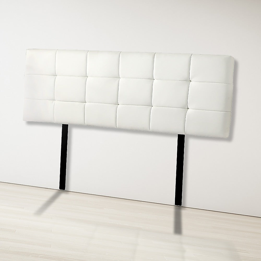 PU Leather King Bed Deluxe Headboard Bedhead - White - Cosy Abode