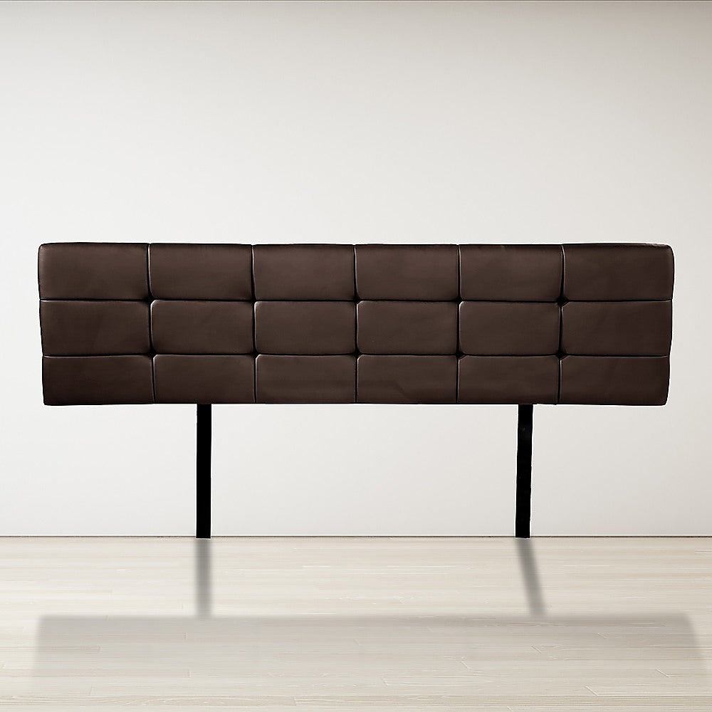 PU Leather King Bed Deluxe Headboard Bedhead - Brown - Cosy Abode