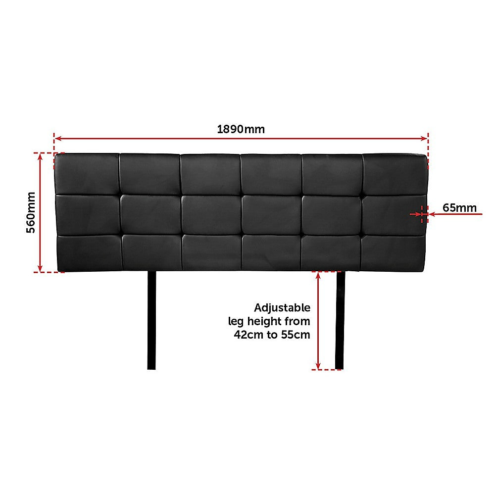 PU Leather King Bed Deluxe Headboard Bedhead - Black - Cosy Abode