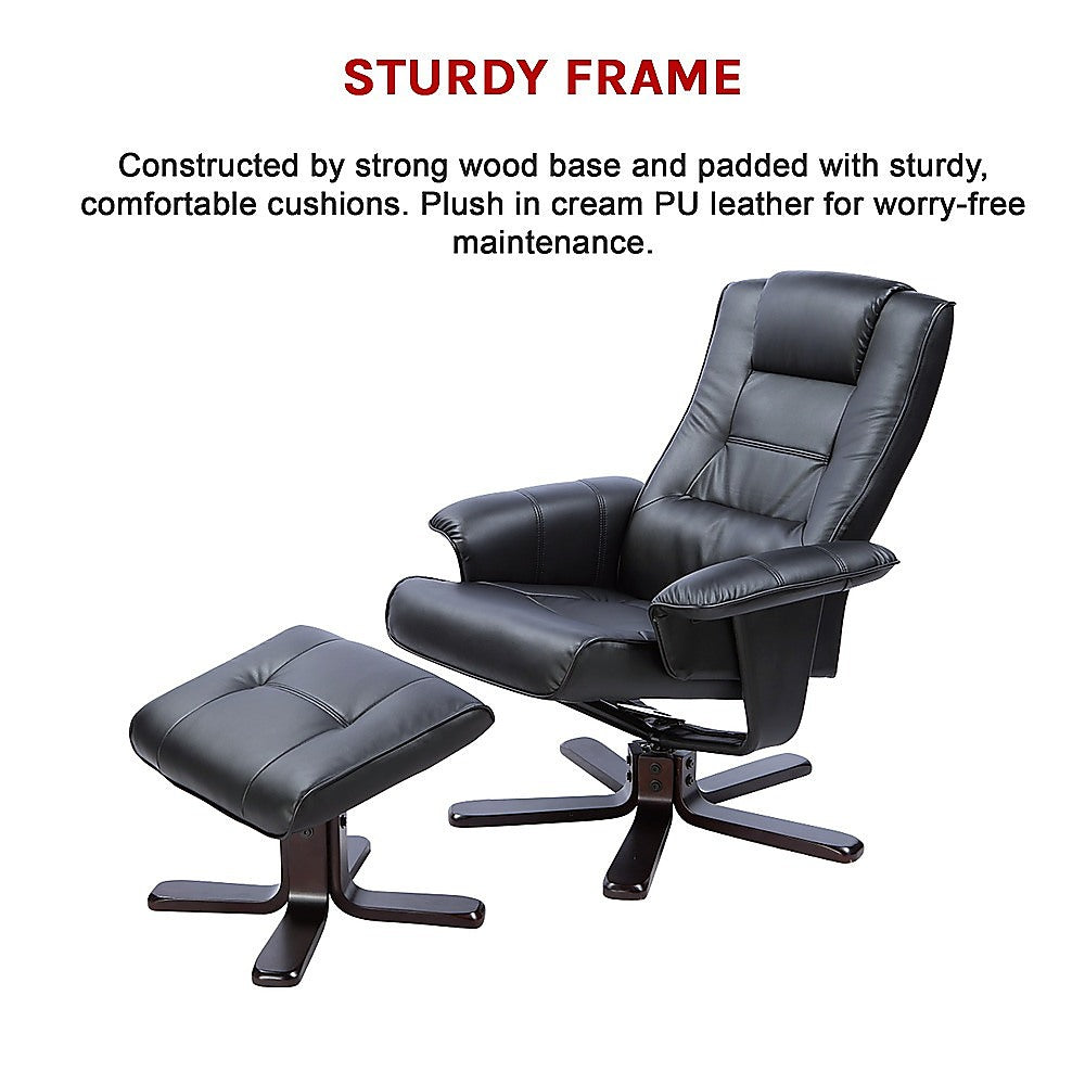 PU Leather Massage Chair Recliner Ottoman Lounge Remote - Cosy Abode