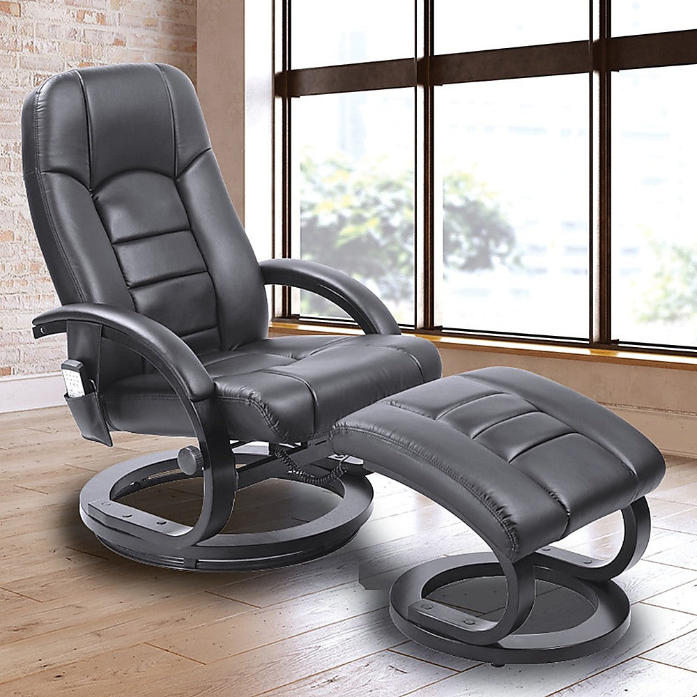 PU Leather Massage Chair Recliner Ottoman Lounge Remote - Cosy Abode