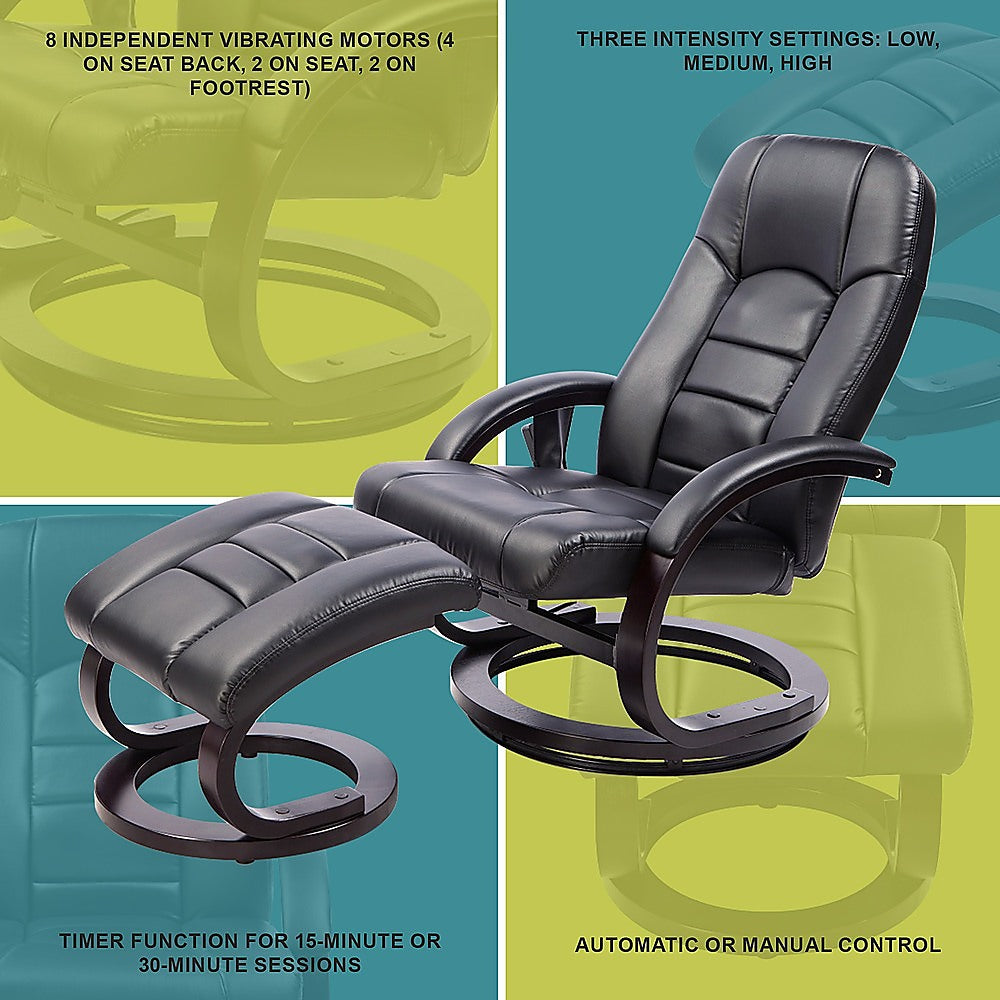 PU Leather Massage Chair Recliner Ottoman Lounge Remote - Cosy Abode