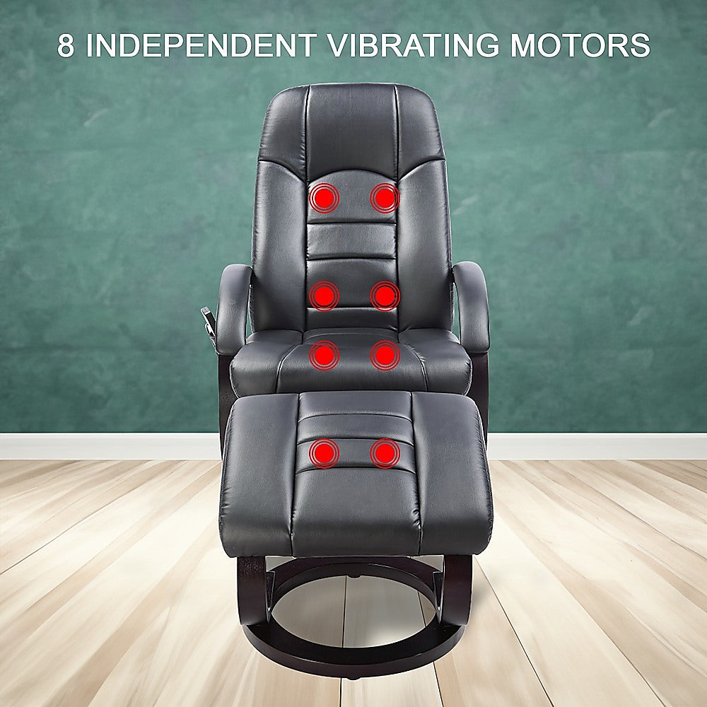 PU Leather Massage Chair Recliner Ottoman Lounge Remote - Cosy Abode