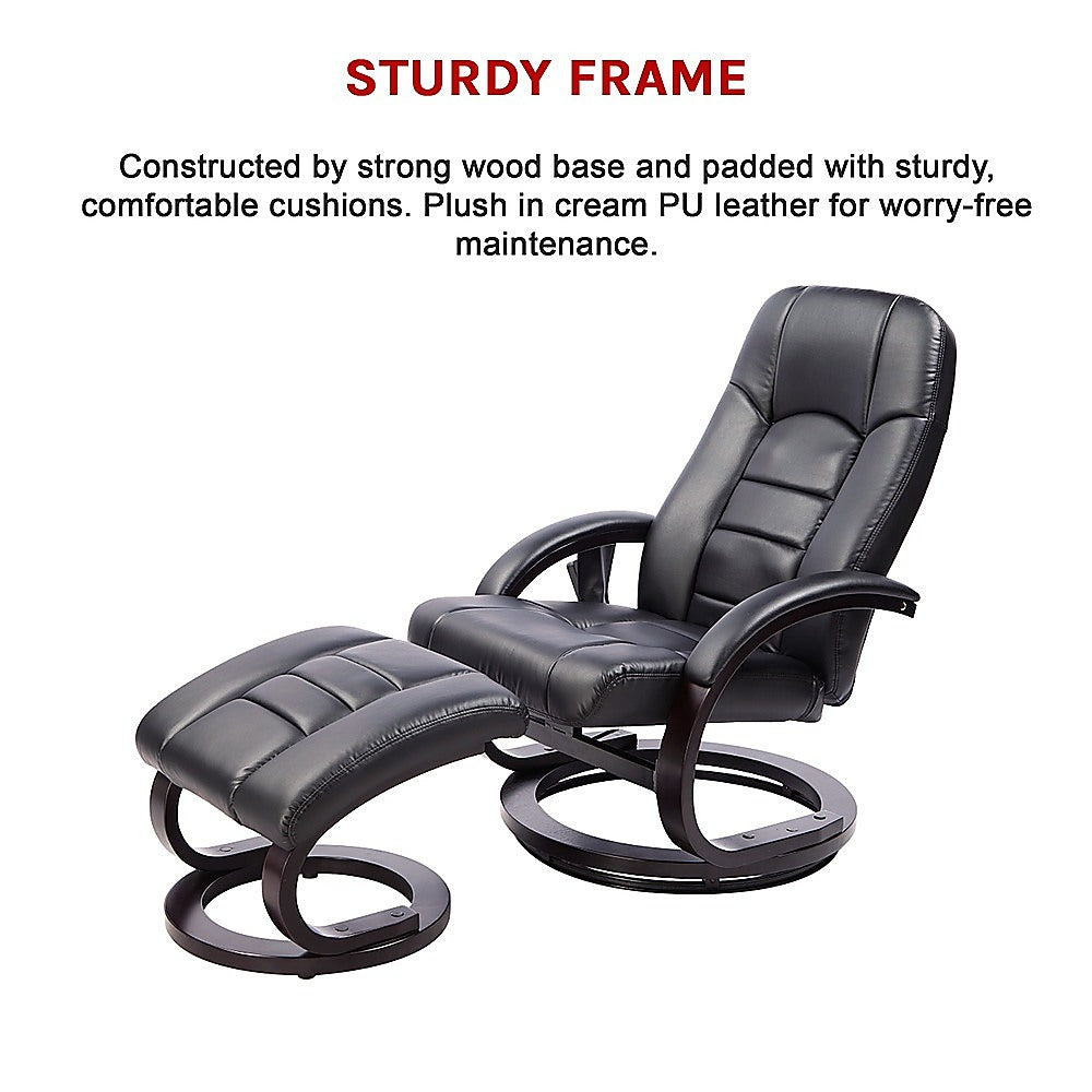 PU Leather Massage Chair Recliner Ottoman Lounge Remote - Cosy Abode