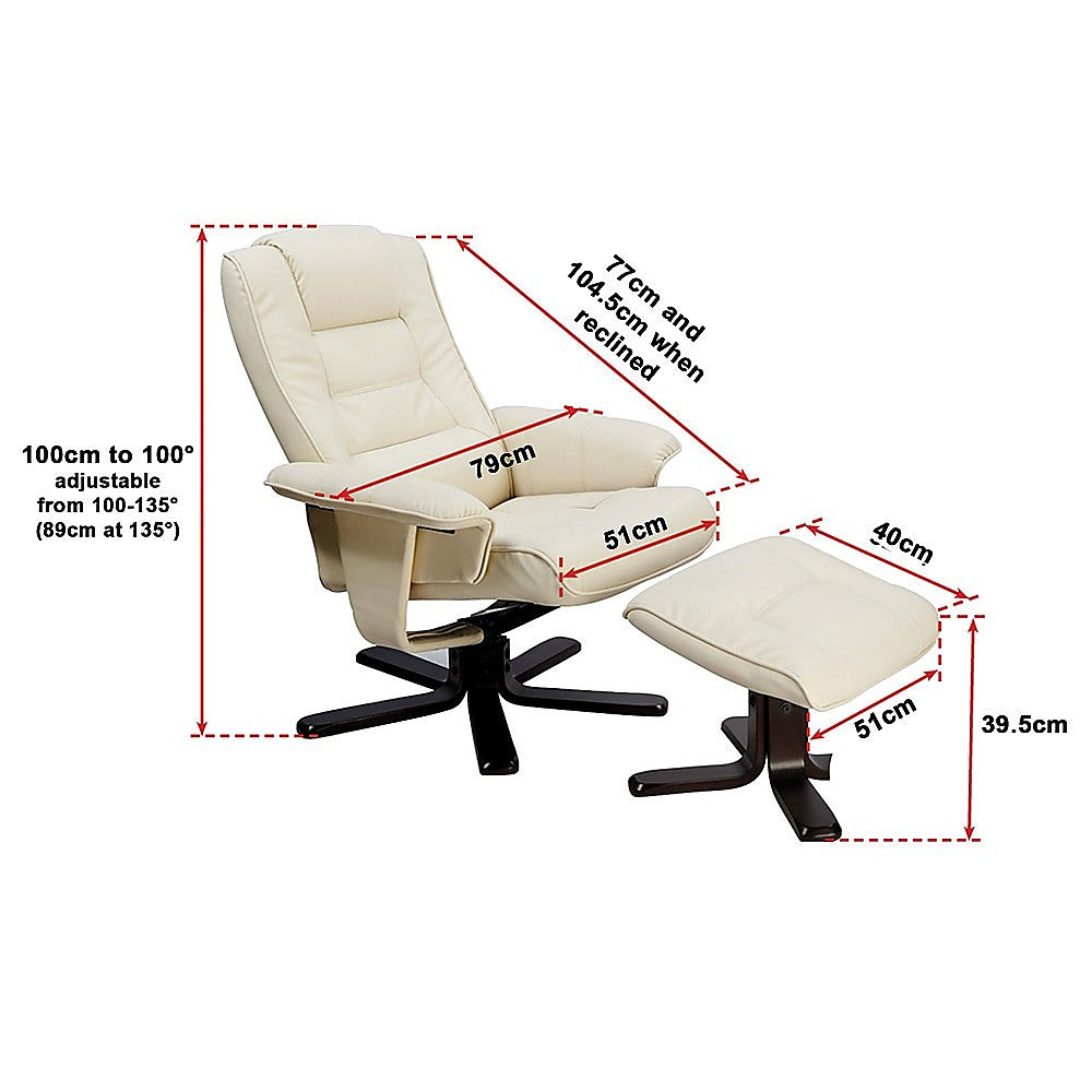 PU Leather Massage Chair Recliner Ottoman Lounge Remote - Cosy Abode