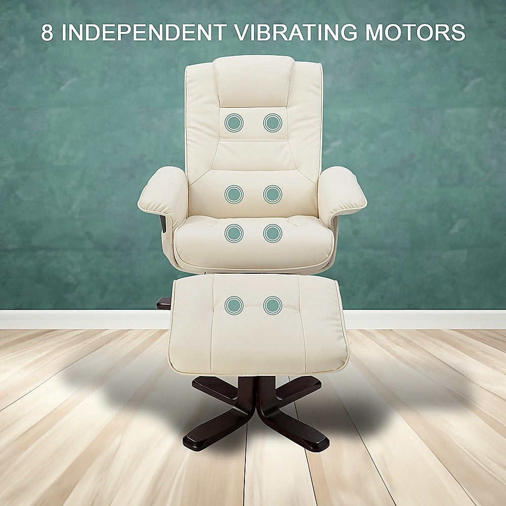 PU Leather Massage Chair Recliner Ottoman Lounge Remote - Cosy Abode