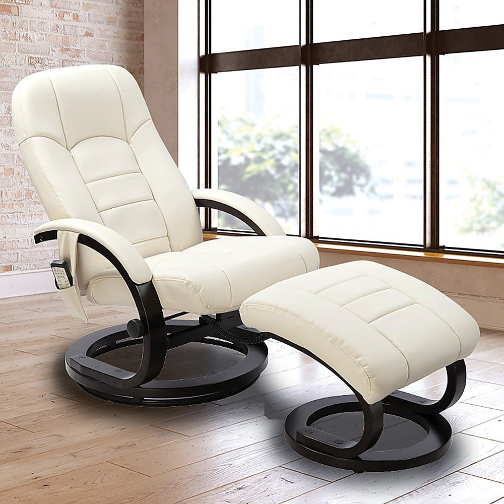 PU Leather Deluxe Massage Chair Recliner Ottoman Lounge Remote - Cosy Abode
