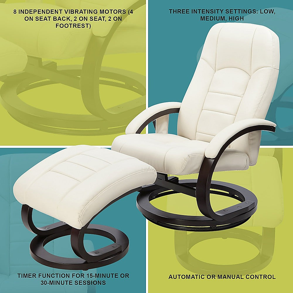 PU Leather Deluxe Massage Chair Recliner Ottoman Lounge Remote - Cosy Abode