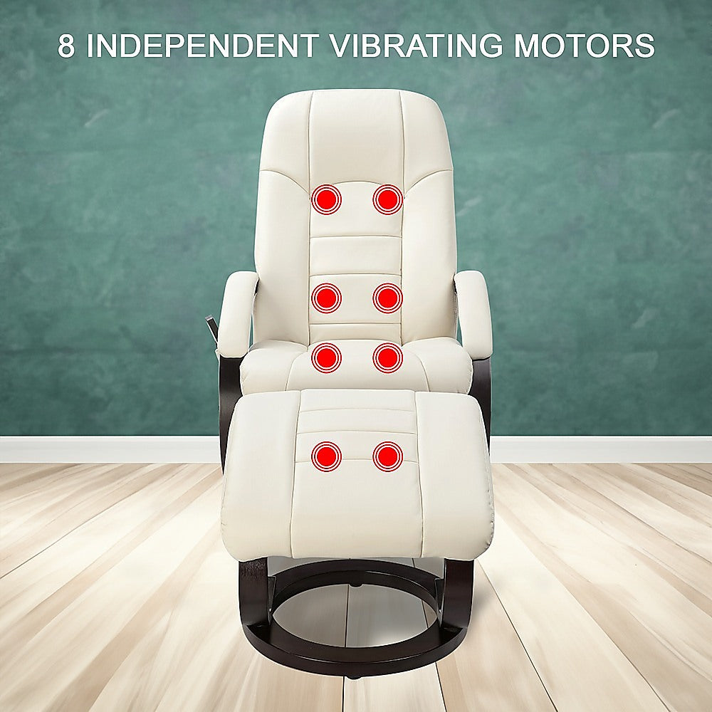 PU Leather Deluxe Massage Chair Recliner Ottoman Lounge Remote - Cosy Abode