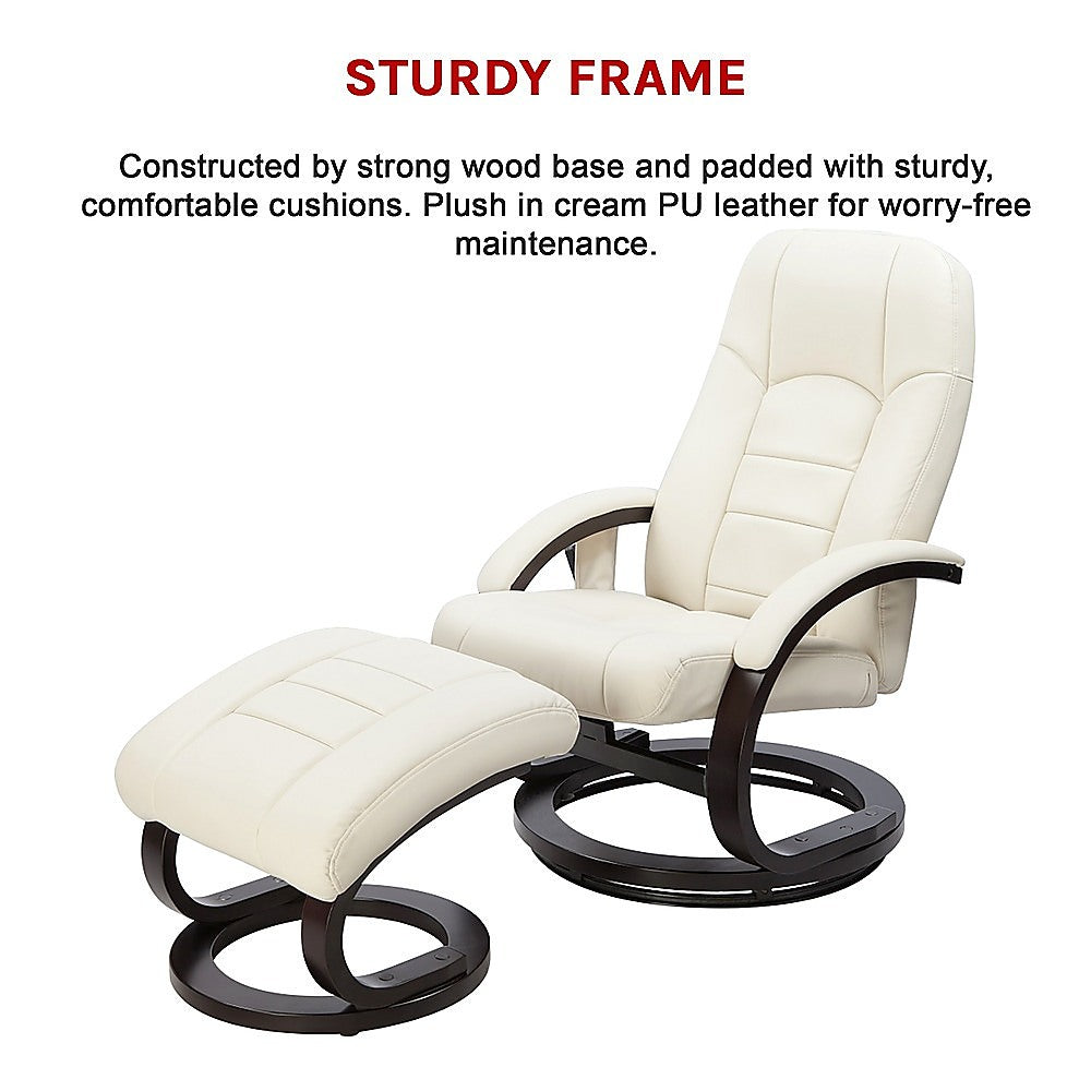 PU Leather Deluxe Massage Chair Recliner Ottoman Lounge Remote - Cosy Abode