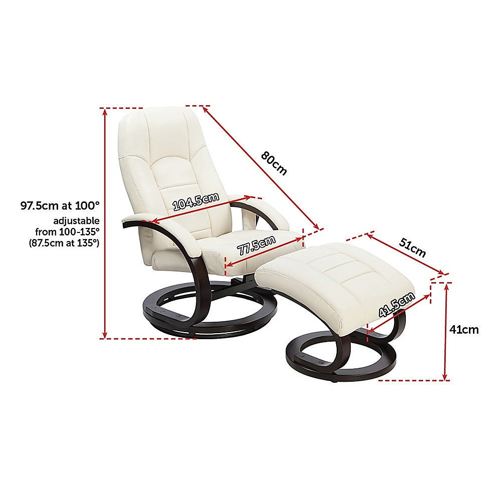 PU Leather Deluxe Massage Chair Recliner Ottoman Lounge Remote - Cosy Abode