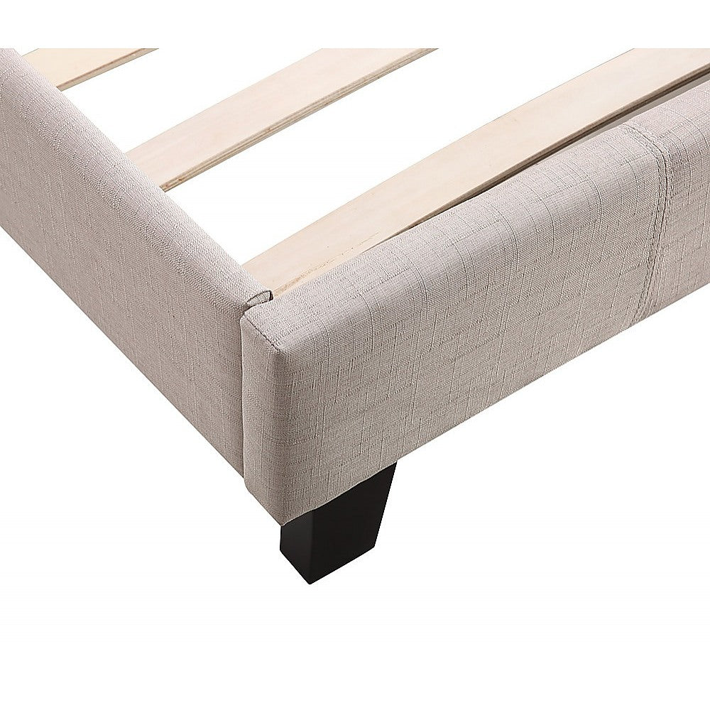 Single Linen Fabric Bed Frame Beige - Cosy Abode