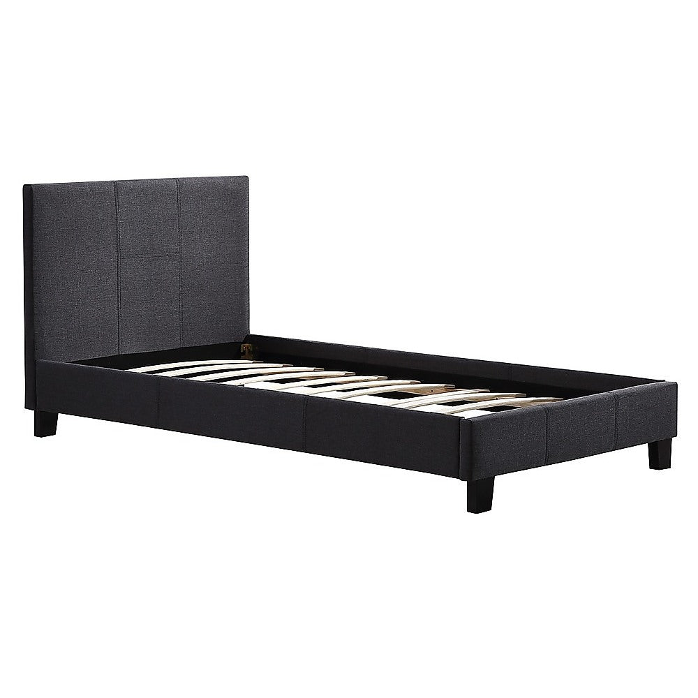 Single Linen Fabric Bed Frame Grey - Cosy Abode