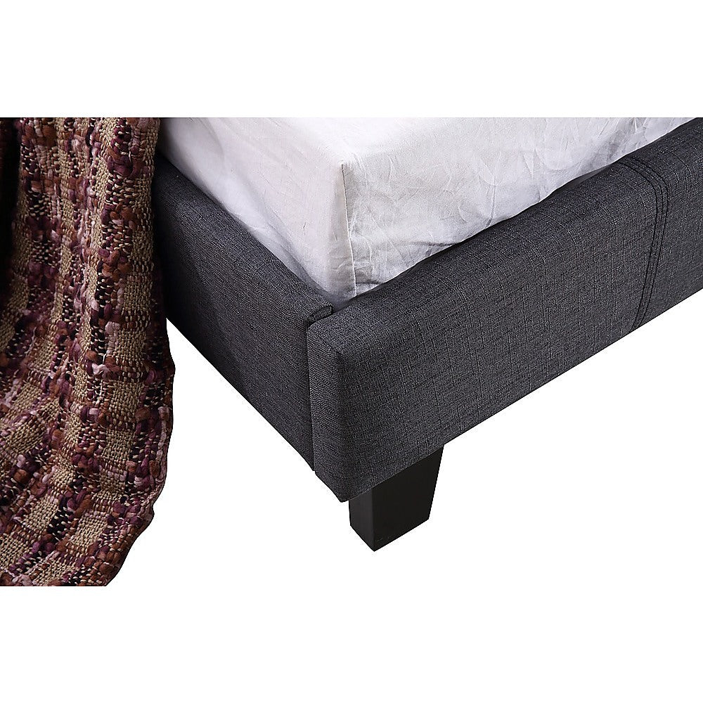 Single Linen Fabric Bed Frame Grey - Cosy Abode