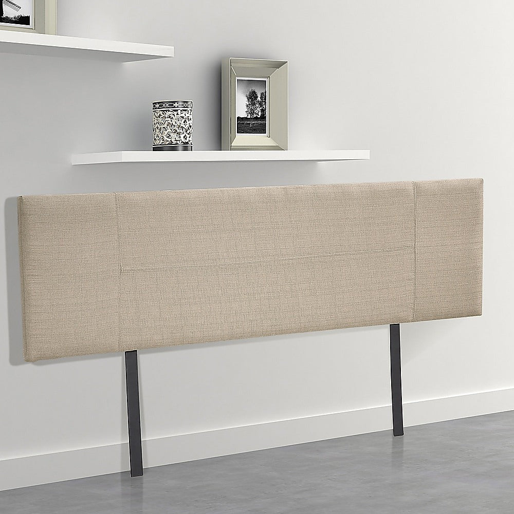 Linen Fabric King Bed Headboard Bedhead - Beige - Cosy Abode