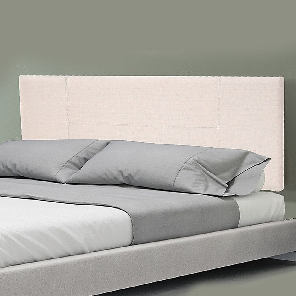Linen Fabric Queen Bed Headboard Bedhead - Beige - Cosy Abode
