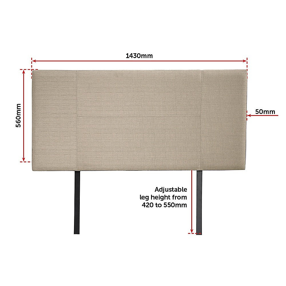 Linen Fabric Double Bed Headboard Bedhead - Beige - Cosy Abode
