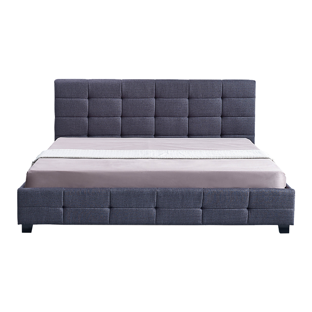 Linen Fabric King Deluxe Bed Frame Grey - Cosy Abode