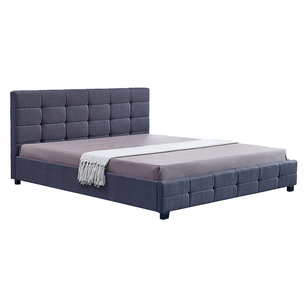 Linen Fabric King Deluxe Bed Frame Grey - Cosy Abode