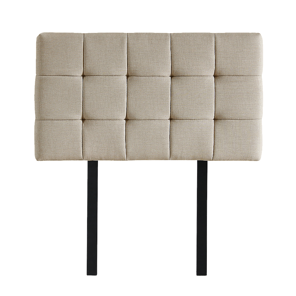 Linen Fabric Single Bed Deluxe Headboard Bedhead - Beige - Cosy Abode