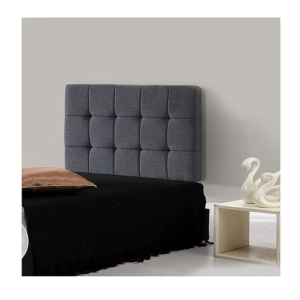 Linen Fabric Single Bed Deluxe Headboard Bedhead - Grey - Cosy Abode