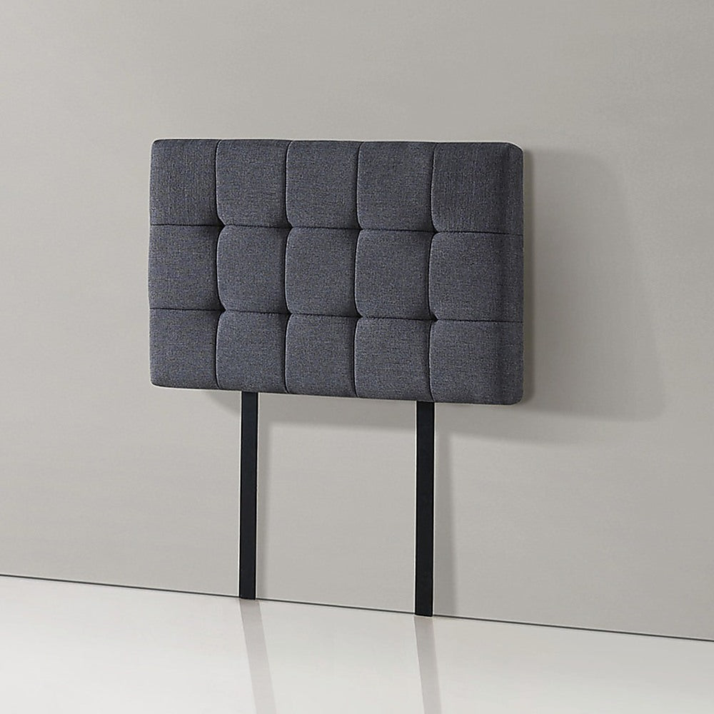 Linen Fabric Single Bed Deluxe Headboard Bedhead - Grey - Cosy Abode
