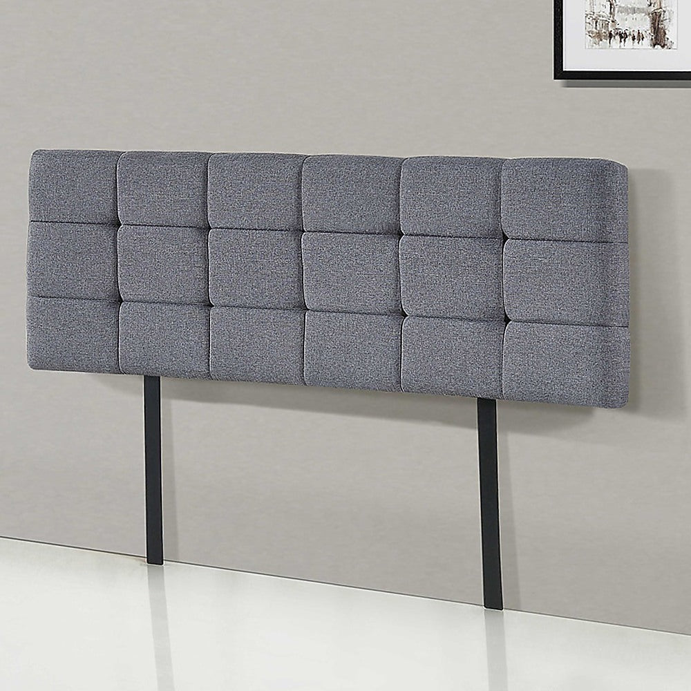 Linen Fabric Queen Bed Deluxe Headboard Bedhead - Grey - Cosy Abode
