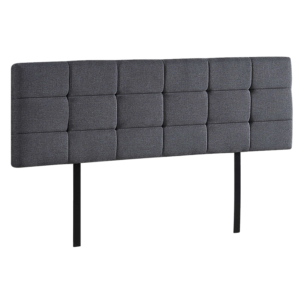 Linen Fabric King Bed Deluxe Headboard Bedhead - Grey - Cosy Abode