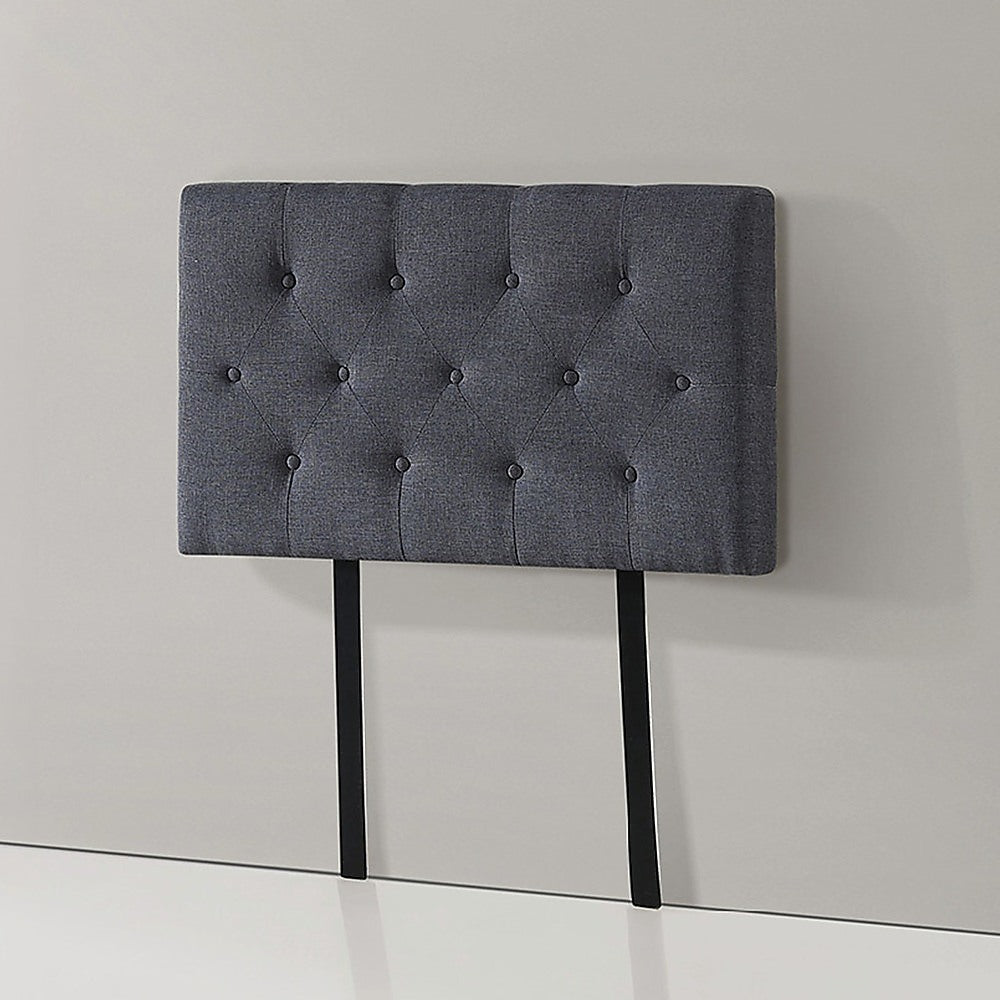 Linen Fabric Single Bed Deluxe Headboard Bedhead - Grey - Cosy Abode