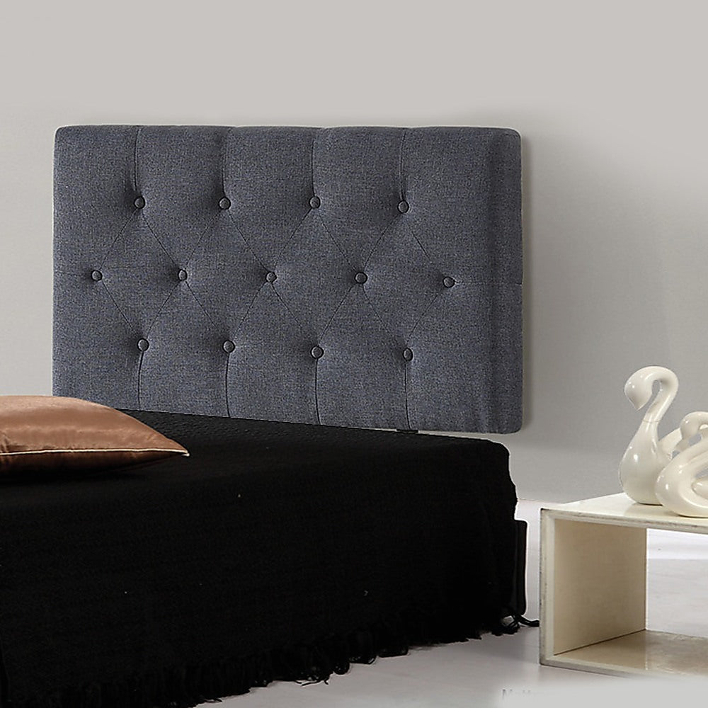 Linen Fabric Single Bed Deluxe Headboard Bedhead - Grey - Cosy Abode