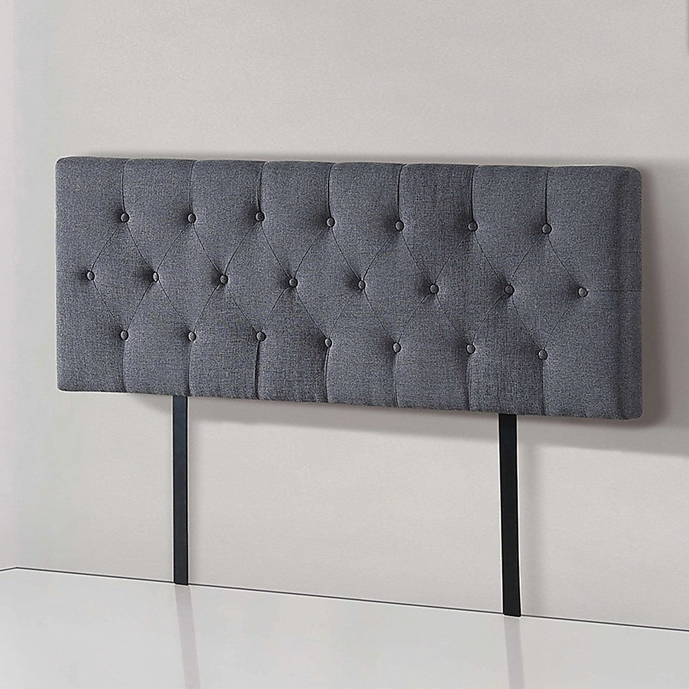 Linen Fabric Double Bed Deluxe Headboard Bedhead - Grey - Cosy Abode