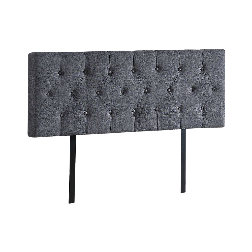 Linen Fabric Queen Bed Deluxe Headboard Bedhead - Grey - Cosy Abode