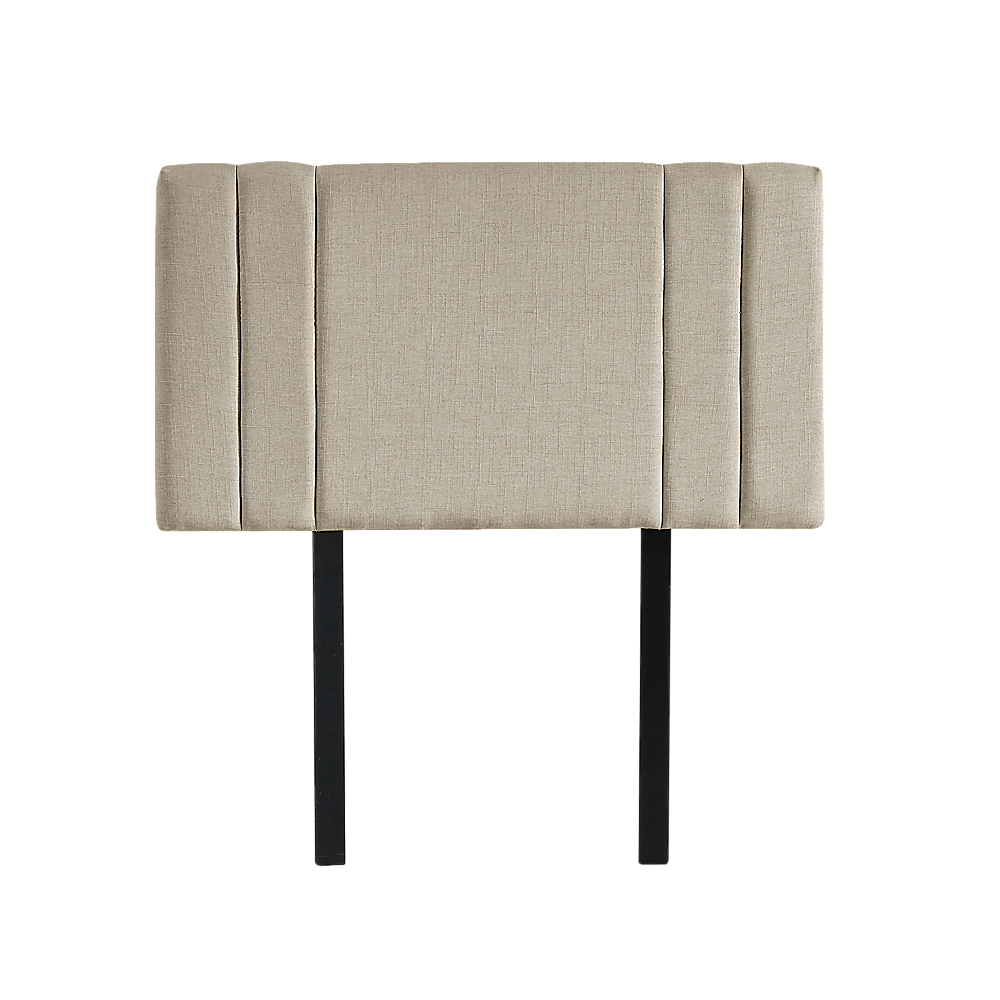 Linen Fabric Single Bed Deluxe Headboard Bedhead - Beige - Cosy Abode