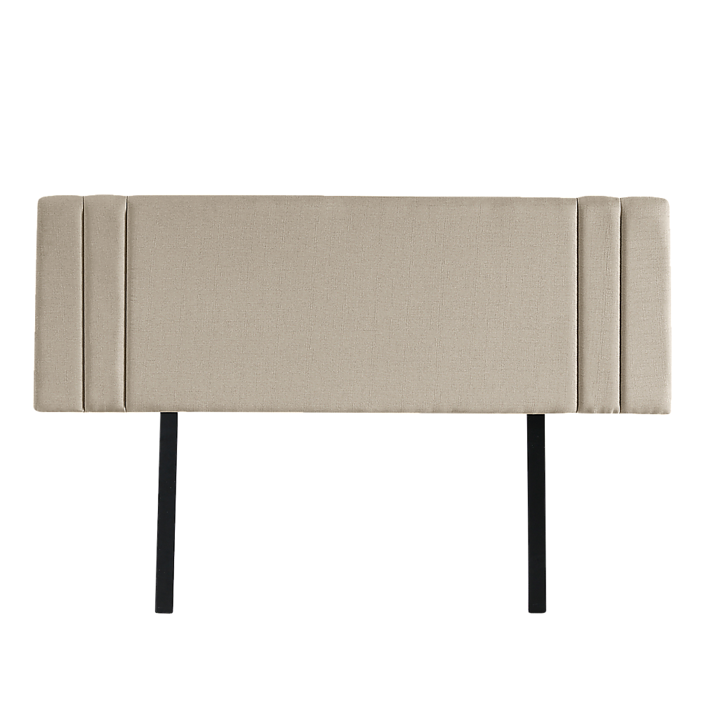 Linen Fabric King Bed Deluxe Headboard Bedhead - Beige - Cosy Abode