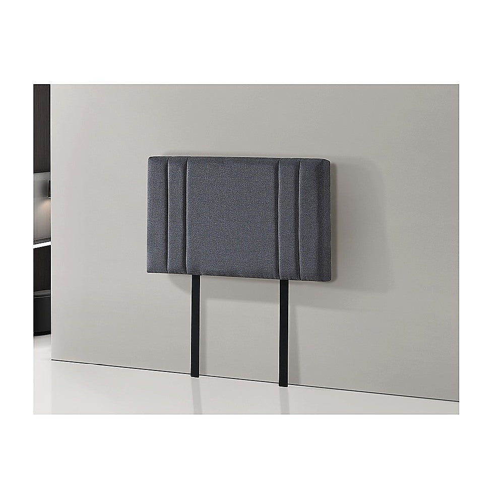 Linen Fabric Single Bed Deluxe Headboard Bedhead - Grey - Cosy Abode