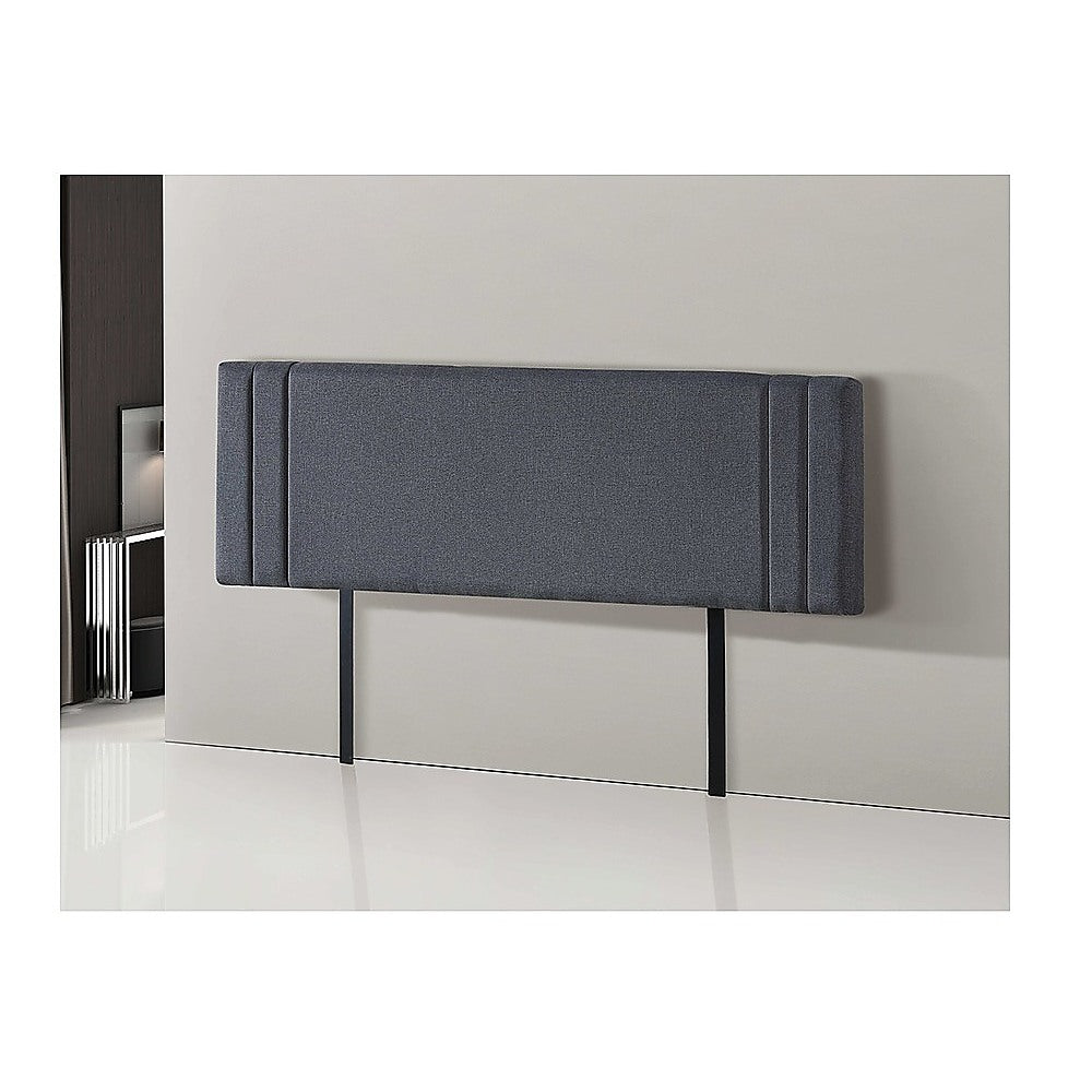 Linen Fabric King Bed Deluxe Headboard Bedhead - Grey - Cosy Abode