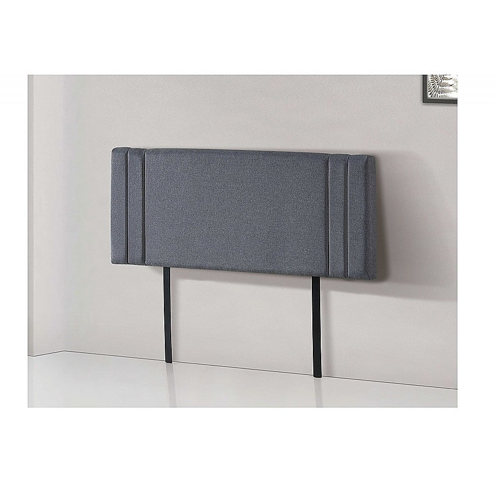 Linen Fabric Double Bed Deluxe Headboard Bedhead - Grey - Cosy Abode