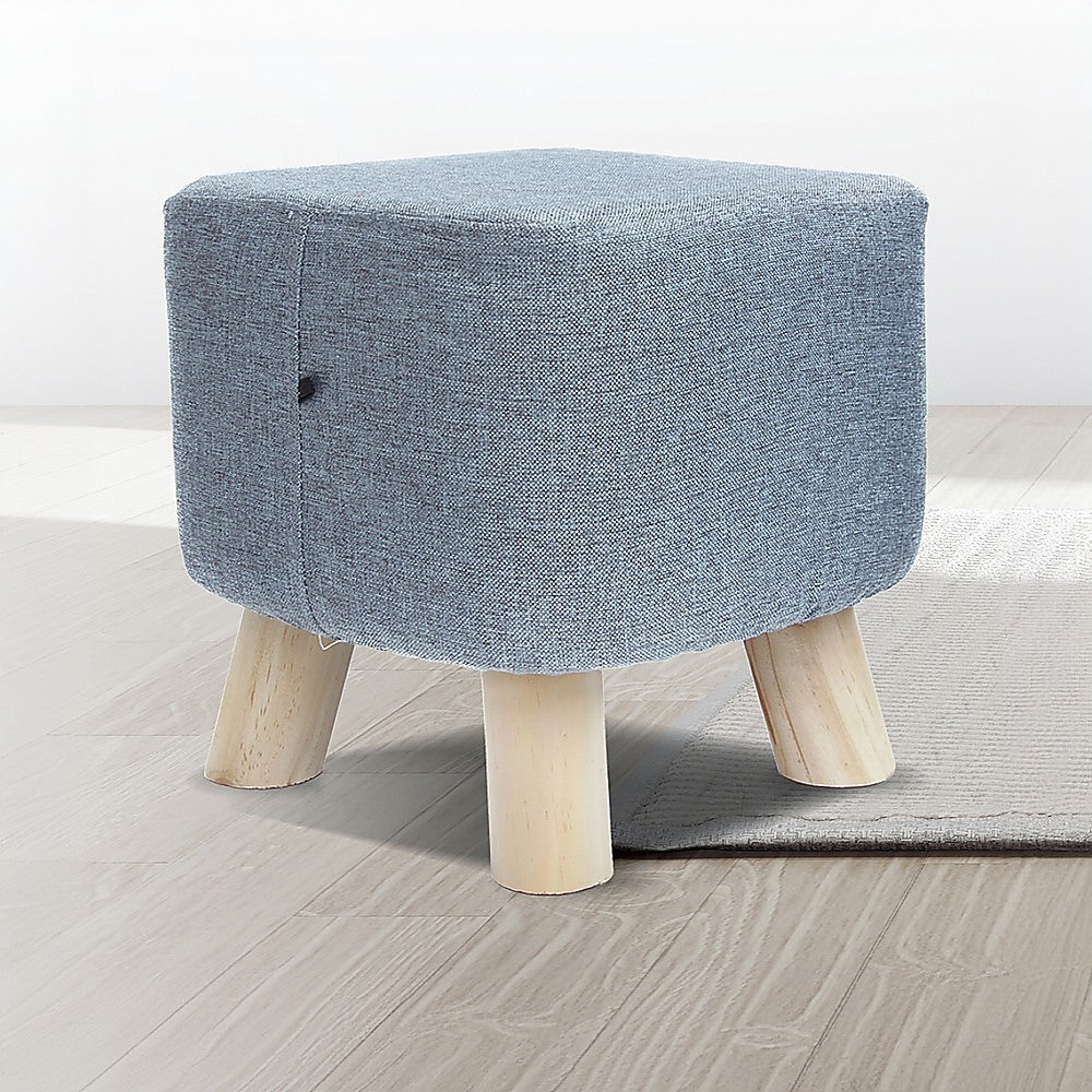 Fabric Ottoman Foot Stool Rest Pouffe Footstool Wood Storage Padded Seat - Cosy Abode