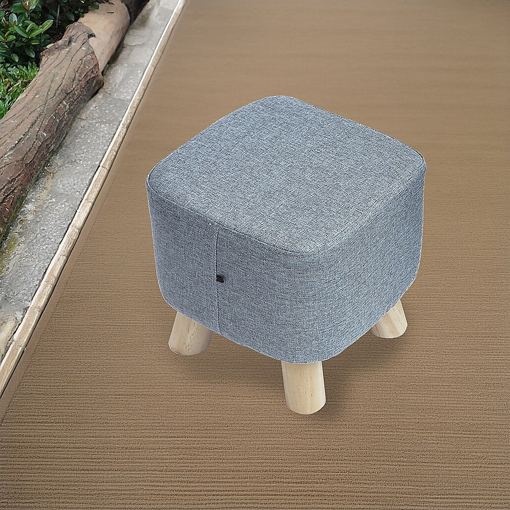 Fabric Ottoman Foot Stool Rest Pouffe Footstool Wood Storage Padded Seat - Cosy Abode