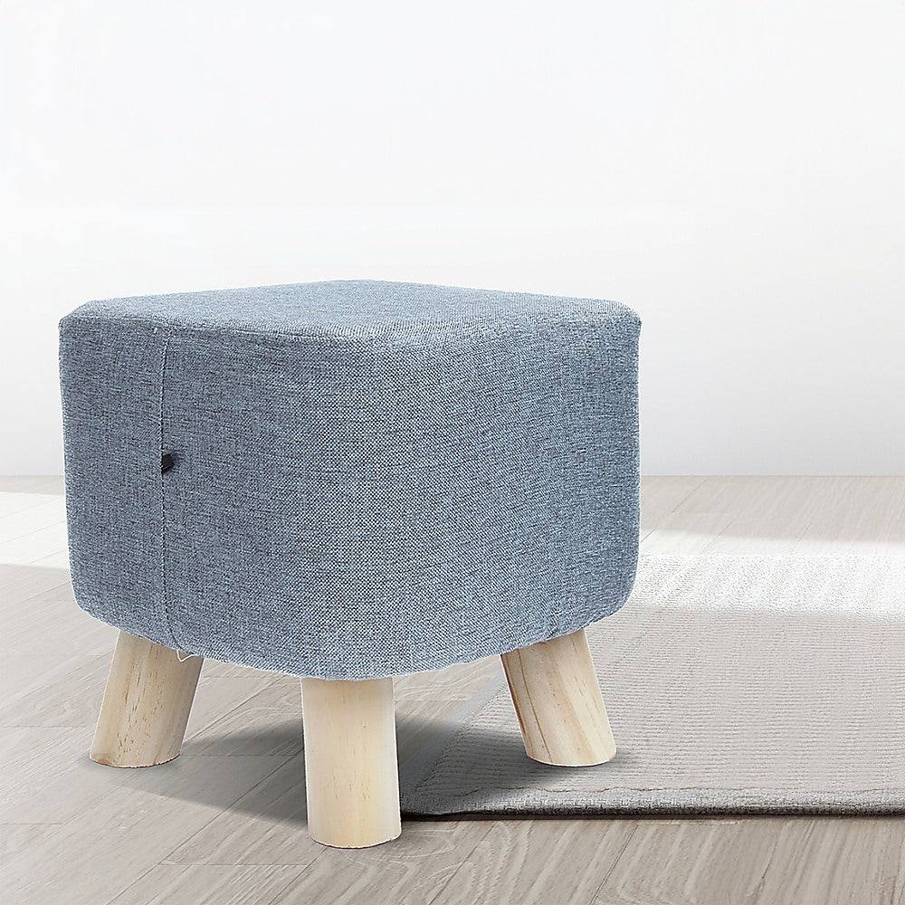 Fabric Ottoman Foot Stool Rest Pouffe Footstool Wood Storage Padded Seat - Cosy Abode