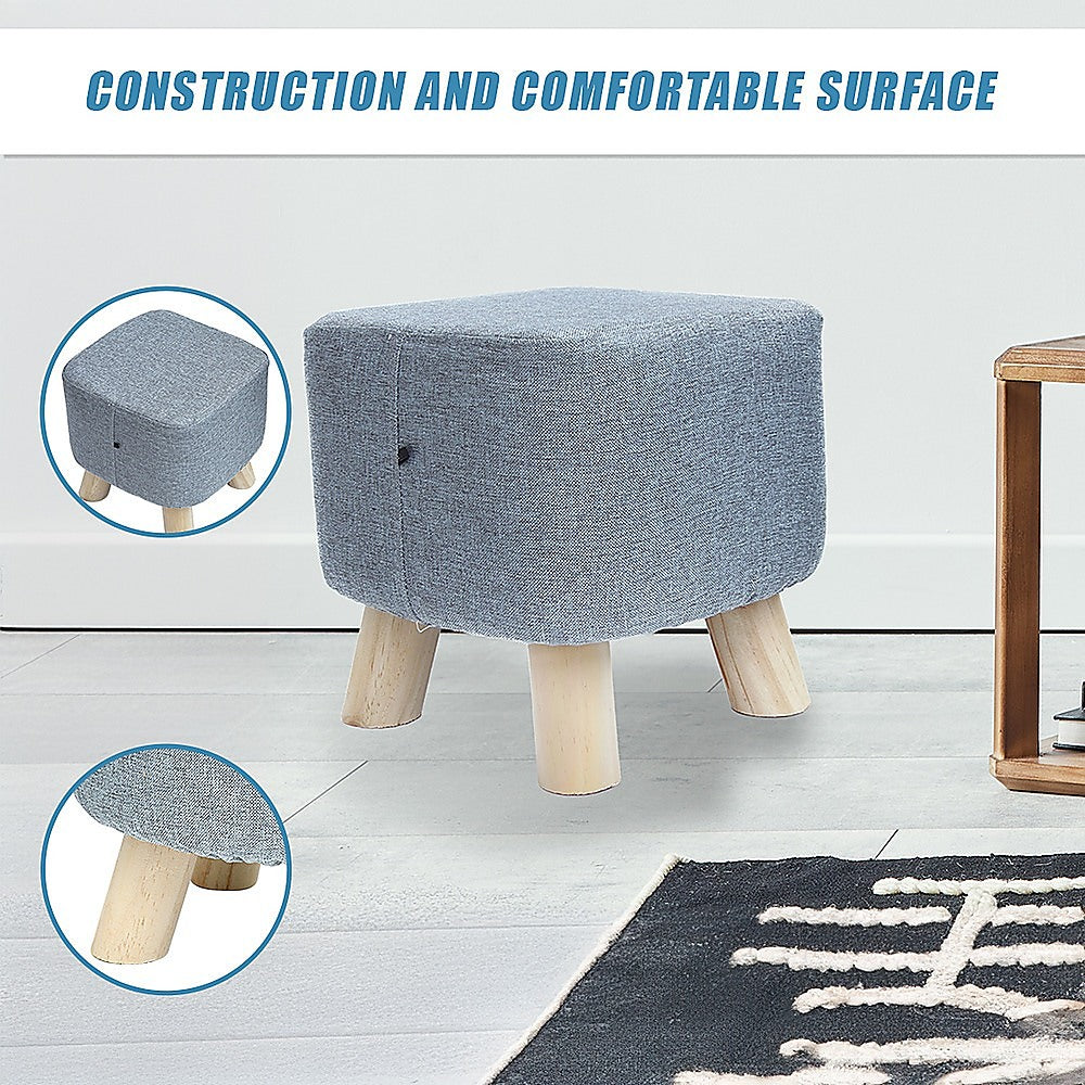 Fabric Ottoman Foot Stool Rest Pouffe Footstool Wood Storage Padded Seat - Cosy Abode
