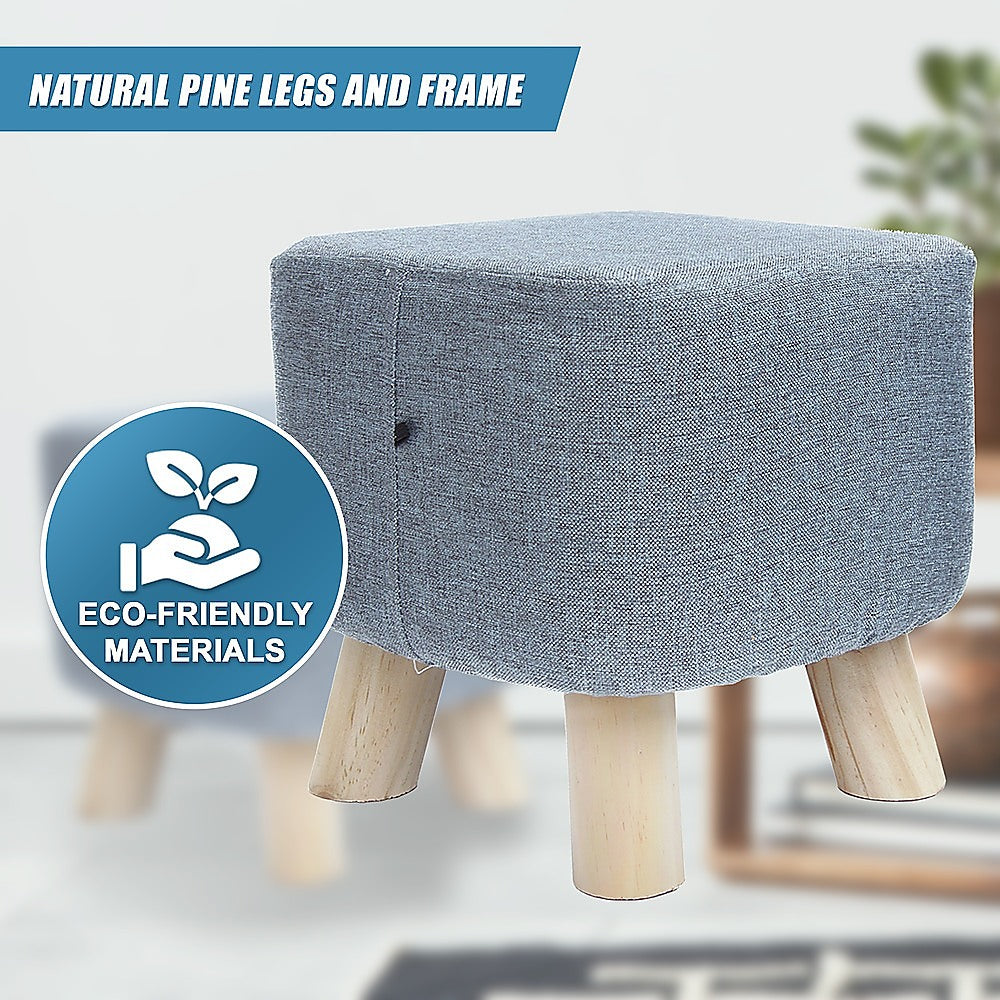Fabric Ottoman Foot Stool Rest Pouffe Footstool Wood Storage Padded Seat - Cosy Abode