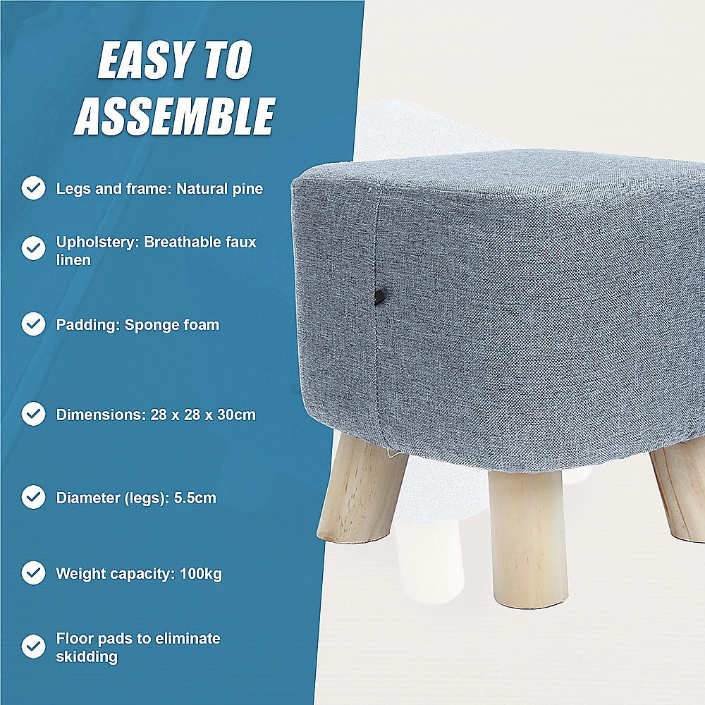 Fabric Ottoman Foot Stool Rest Pouffe Footstool Wood Storage Padded Seat - Cosy Abode
