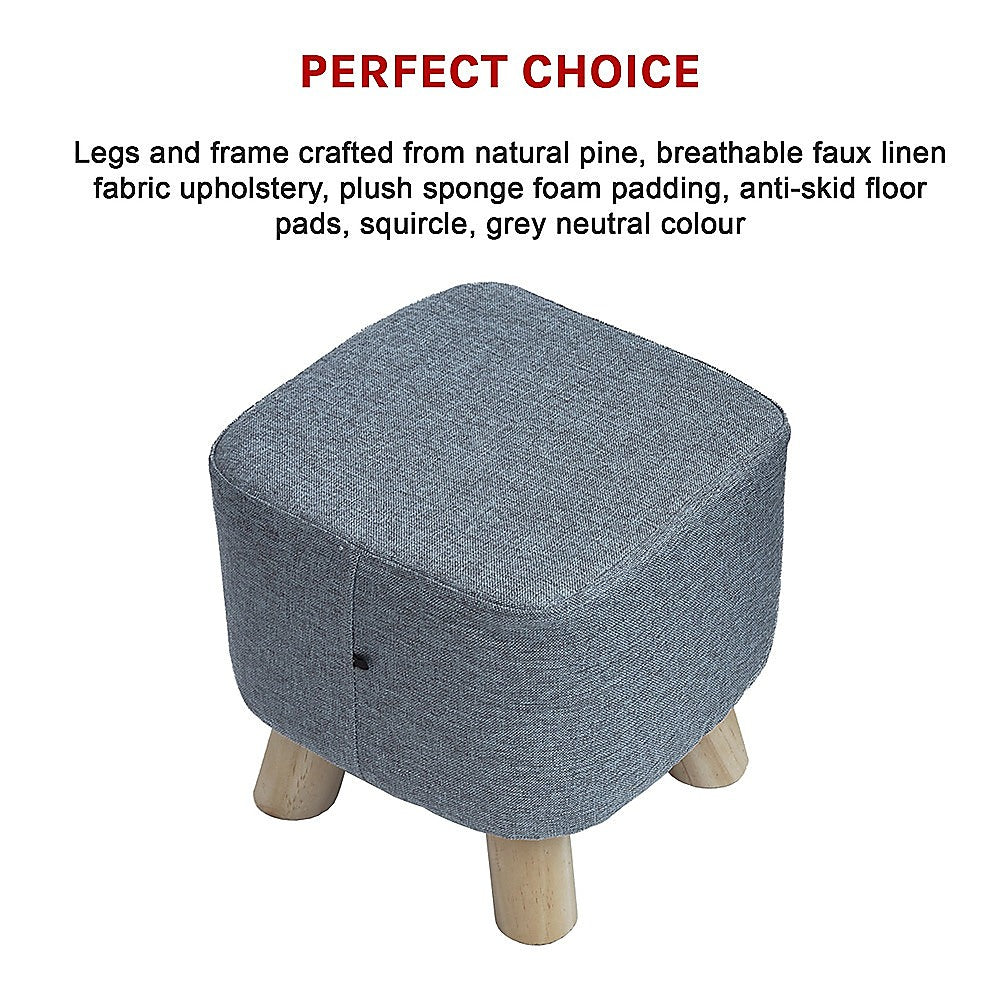 Fabric Ottoman Foot Stool Rest Pouffe Footstool Wood Storage Padded Seat - Cosy Abode