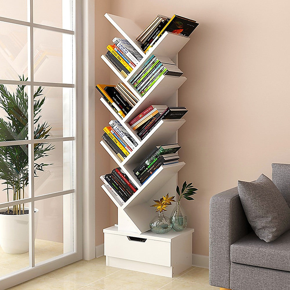 Tree Bookshelf Bookcase Book Organizer 9-Tier Multipurpose Shelf Display Racks - Cosy Abode